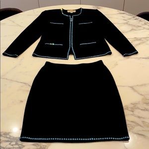 Black St John suit embellished rhinestones sparkle